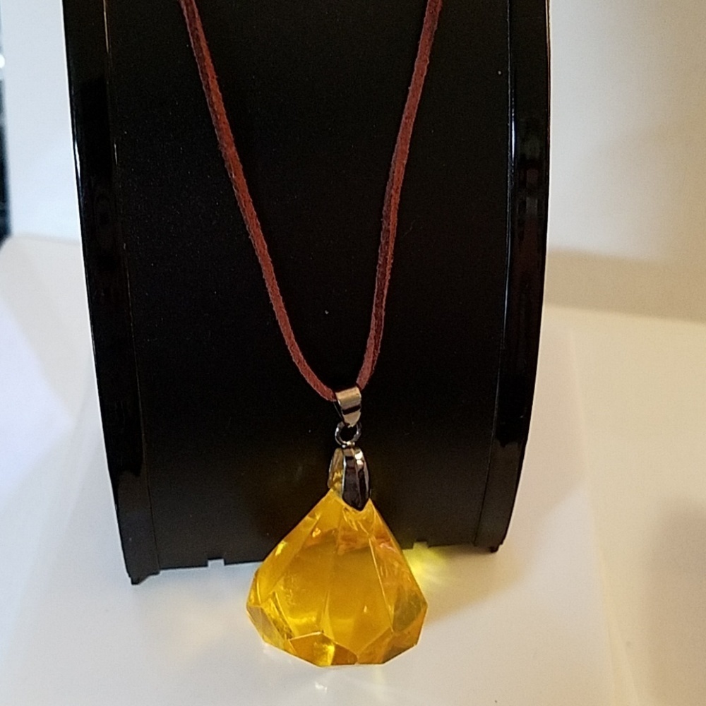 Vegan Suede Necklace 18" Brown Yellow Gold NWT